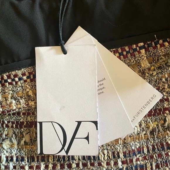 DVF Brown Multi Tweed A-line Fringe Trim Skirt Sizec8 NEW NWT - Picture 9 of 9